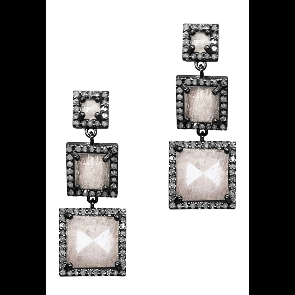 ADORNIA DIAMOND PAVE TRIPLE DROP EARRINGS